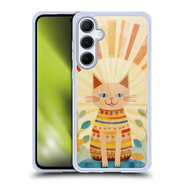 LebensArt Mix Art Boho Whimsy Cat Soft Gel Case for Samsung Galaxy A55 5G