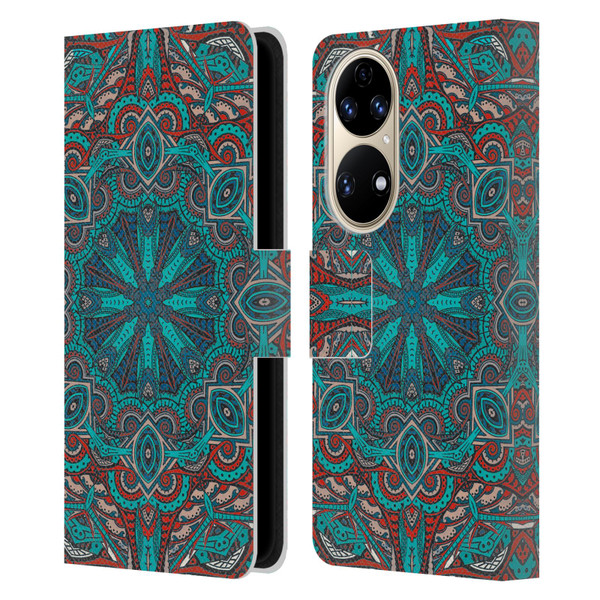 Aimee Stewart Mandala Moroccan Sea Leather Book Wallet Case Cover For Huawei P50