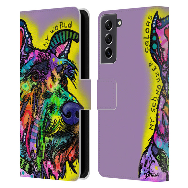 Dean Russo Dogs 3 My Schnauzer Leather Book Wallet Case Cover For Samsung Galaxy S21 FE 5G