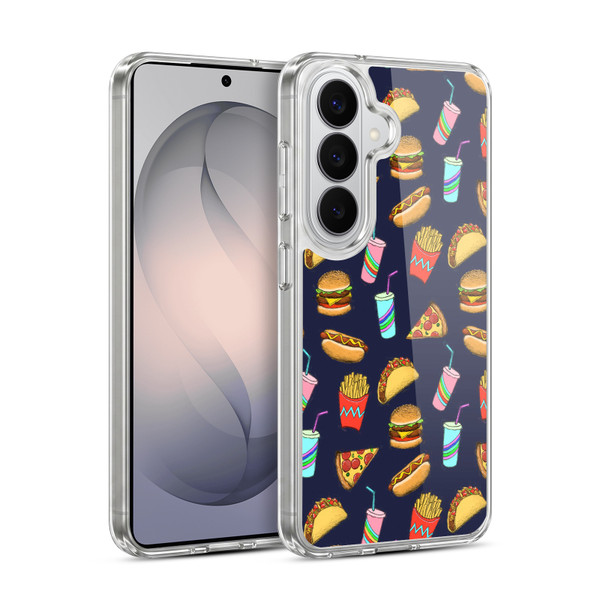 Micklyn Le Feuvre Patterns 2 Fast Food On Navy Soft Gel Case for Samsung Galaxy S26