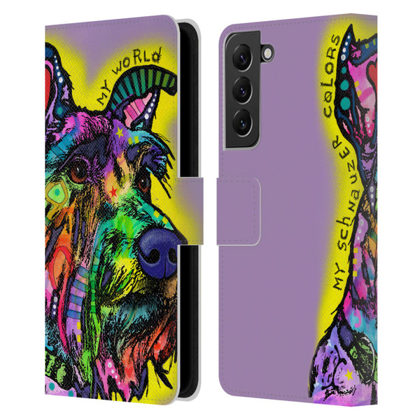 Dean Russo Dogs 3 My Schnauzer Leather Book Wallet Case Cover For Samsung Galaxy S22+ 5G