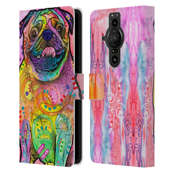 Dean Russo Dogs 3 Pug Leather Book Wallet Case Cover For Sony Xperia Pro-I