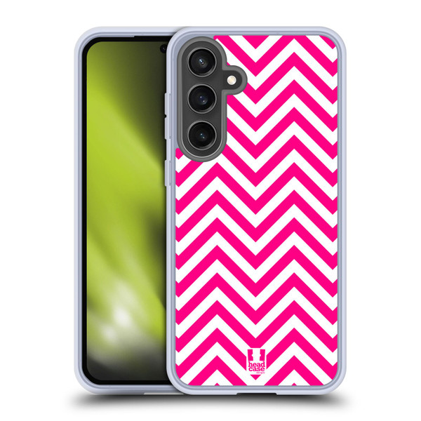 Head Case Designs Neon Zigzag Pink Soft Gel Case for Samsung Galaxy S24 FE & MagSafe