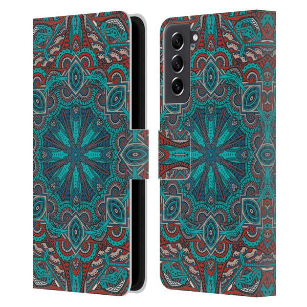 Aimee Stewart Mandala Moroccan Sea Leather Book Wallet Case Cover For Samsung Galaxy S21 FE 5G