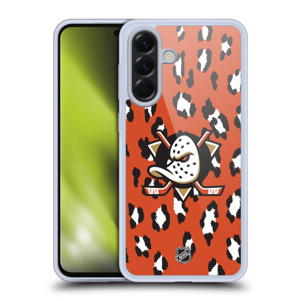 NHL Anaheim Ducks Leopard Pattern Soft Gel Case for Samsung Galaxy A56 5G