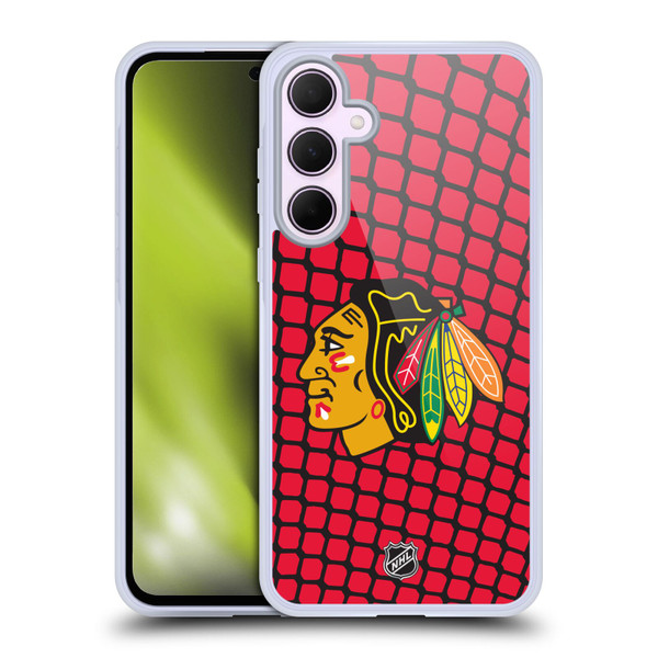 NHL Chicago Blackhawks Net Pattern Soft Gel Case for Samsung Galaxy A35 5G