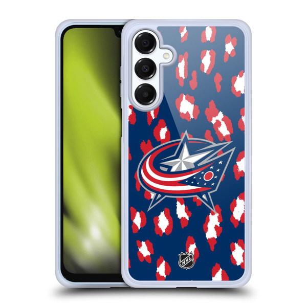 NHL Columbus Blue Jackets Leopard Pattern Soft Gel Case for Samsung Galaxy A16 5G & MagSafe