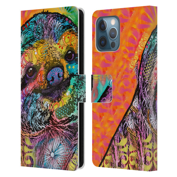 Dean Russo Wildlife 3 Sloth Leather Book Wallet Case Cover For Apple iPhone 12 Pro Max