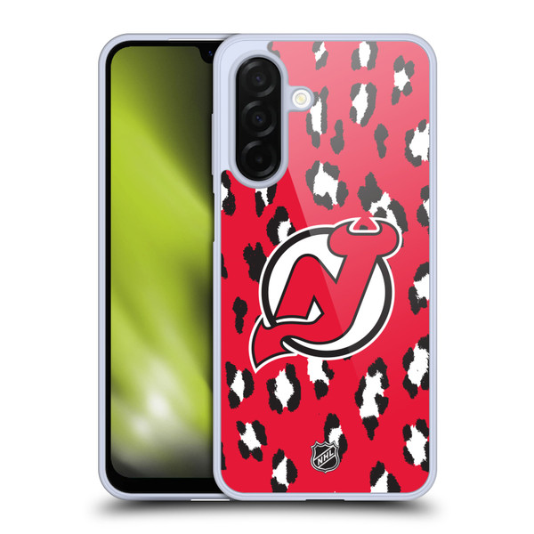 NHL New Jersey Devils Leopard Pattern Soft Gel Case for Samsung Galaxy A26 5G