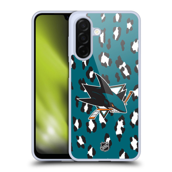 NHL San Jose Sharks Leopard Pattern Soft Gel Case for Samsung Galaxy A26 5G