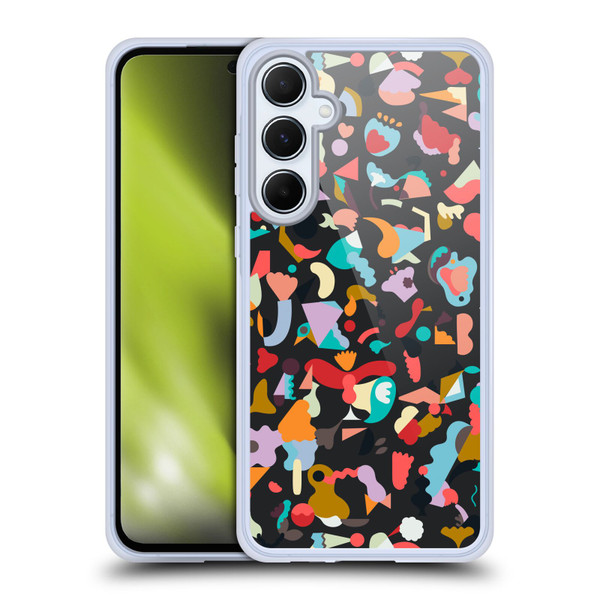 Ninola Patterns Imaginary Geo Animals Black Soft Gel Case for Samsung Galaxy A55 5G
