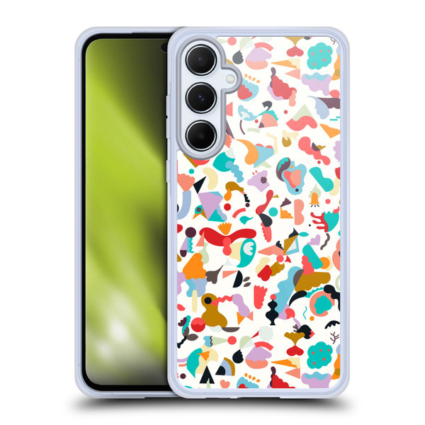 Ninola Patterns Imaginary Geo Animals White Soft Gel Case for Samsung Galaxy A55 5G