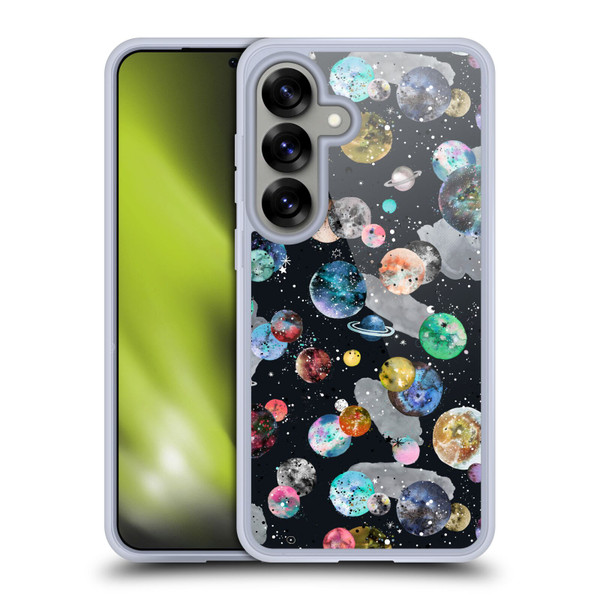 Ninola Colourful Patterns Space Planets Black Soft Gel Case for Samsung Galaxy S25 & MagSafe