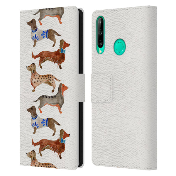Cat Coquillette Animals Dachshunds Leather Book Wallet Case Cover For Huawei P40 lite E