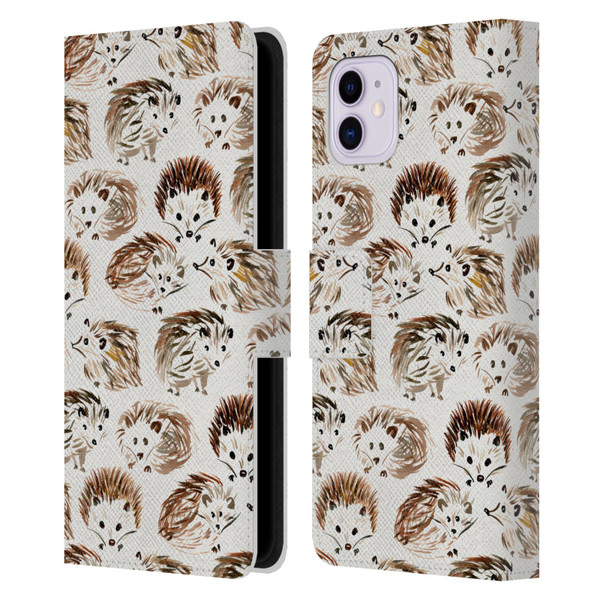 Cat Coquillette Animals Hedgehogs Leather Book Wallet Case Cover For Apple iPhone 11
