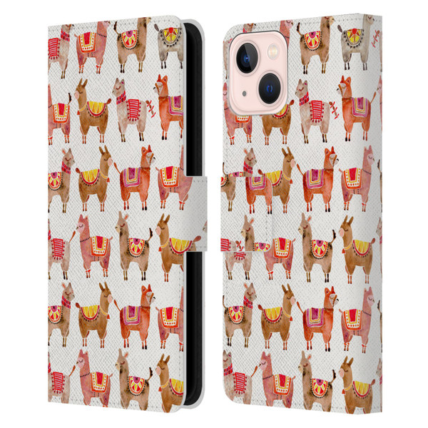 Cat Coquillette Animals Alpacas Leather Book Wallet Case Cover For Apple iPhone 13