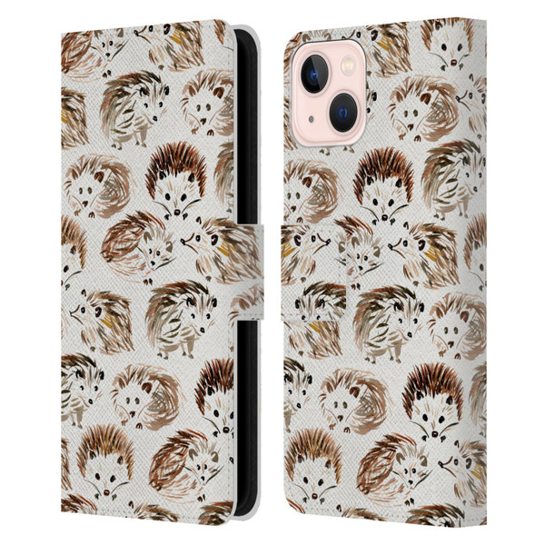 Cat Coquillette Animals Hedgehogs Leather Book Wallet Case Cover For Apple iPhone 13