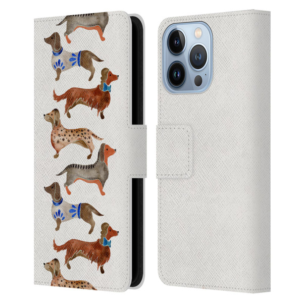 Cat Coquillette Animals Dachshunds Leather Book Wallet Case Cover For Apple iPhone 13 Pro