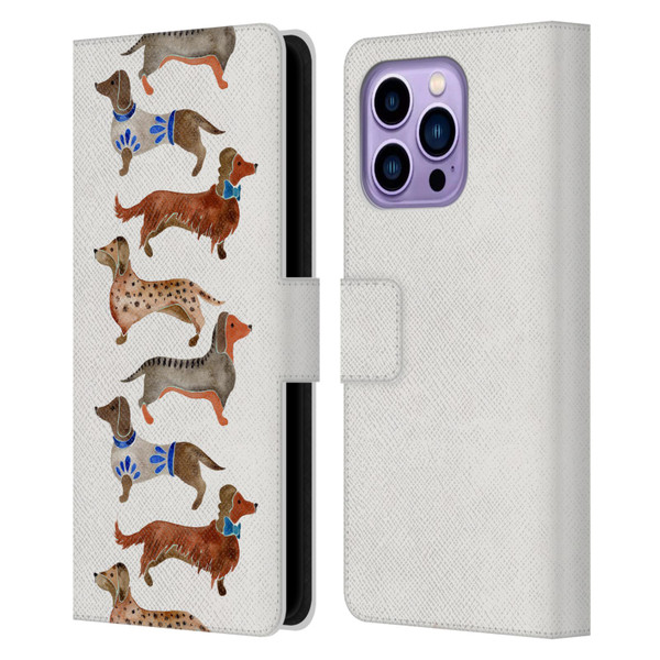 Cat Coquillette Animals Dachshunds Leather Book Wallet Case Cover For Apple iPhone 14 Pro Max