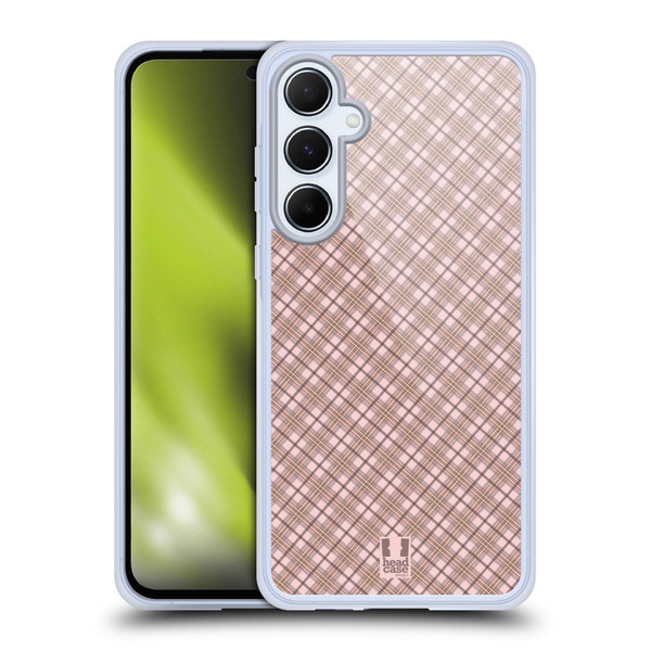 Head Case Designs Plaid - Pattern Collection Pink Brown Soft Gel Case for Samsung Galaxy A55 5G