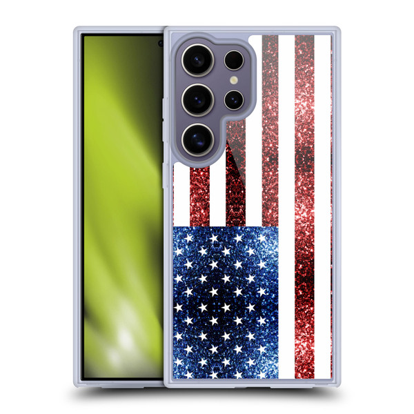 PLdesign Flags USA Glitters Soft Gel Case for Samsung Galaxy S25 Ultra & MagSafe