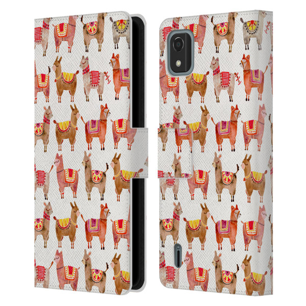 Cat Coquillette Animals Alpacas Leather Book Wallet Case Cover For Nokia C2 2nd Edition