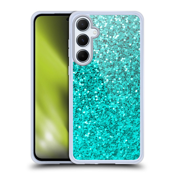 PLdesign Sparkle Prints Aqua Blue Soft Gel Case for Samsung Galaxy A55 5G