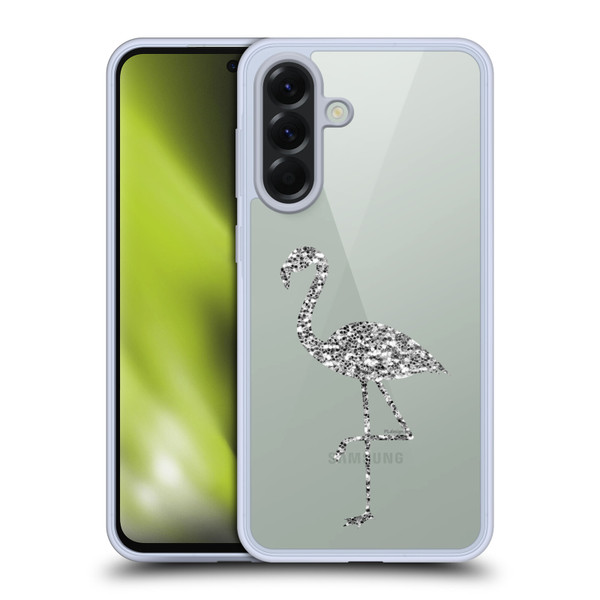 PLdesign Sparkly Flamingo Silver Soft Gel Case for Samsung Galaxy A56 5G