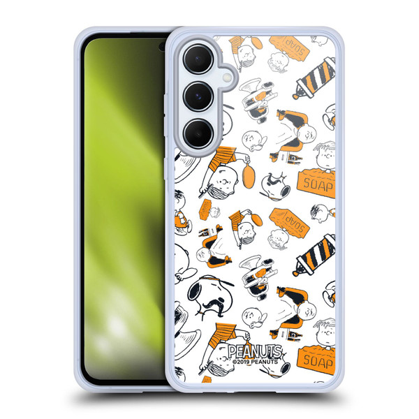 Peanuts Chuck's Barber Shop Pattern Soft Gel Case for Samsung Galaxy A55 5G