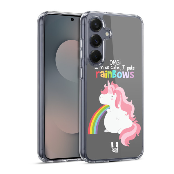Head Case Designs Rainbow Puke Unicorn Soft Gel Case for Samsung Galaxy S25 & MagSafe