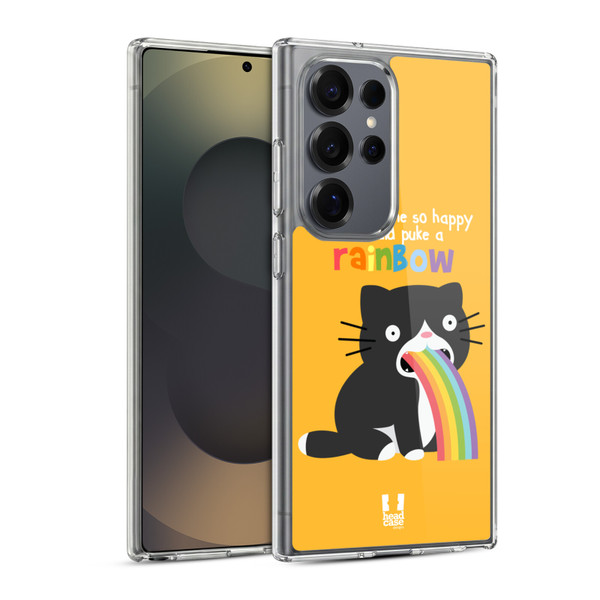 Head Case Designs Rainbow Puke Cat Soft Gel Case for Samsung Galaxy S25 Ultra & MagSafe