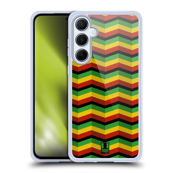Head Case Designs Rasta Colour Patterns Zigzag Soft Gel Case for Samsung Galaxy A55 5G