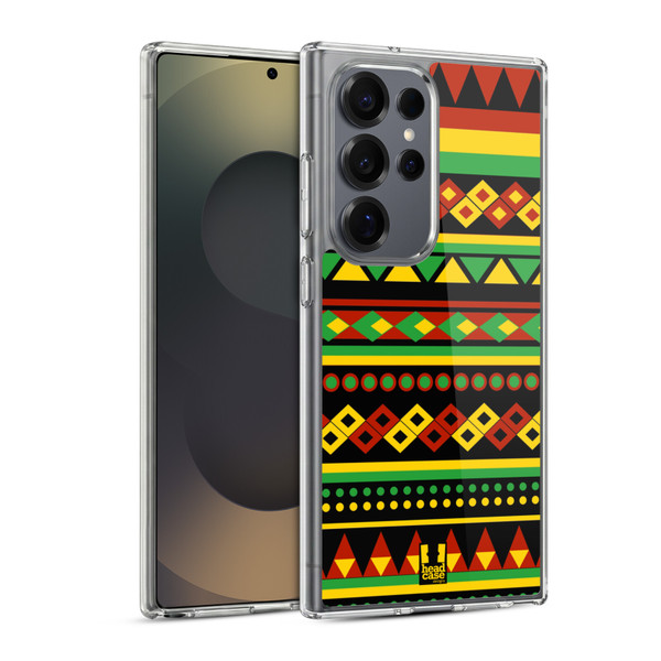 Head Case Designs Rasta Colour Patterns Aztec Soft Gel Case for Samsung Galaxy S25 Ultra & MagSafe