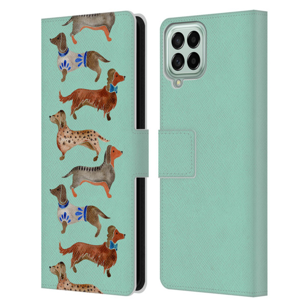 Cat Coquillette Animals Blue Dachshunds Leather Book Wallet Case Cover For Samsung Galaxy M53 (2022)
