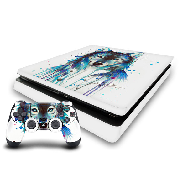 Pixie Cold Art Mix Ice Wolf Vinyl Sticker Skin Decal Cover for Sony PS4 Slim Console & Controller