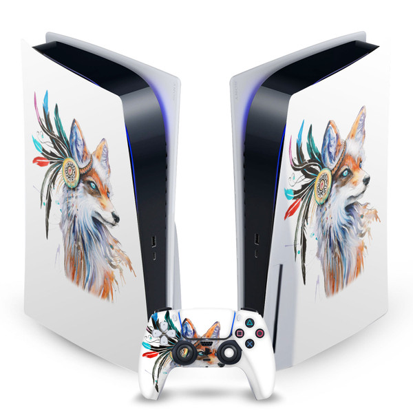 Pixie Cold Art Mix Fox Vinyl Sticker Skin Decal Cover for Sony PS5 Disc Edition Bundle