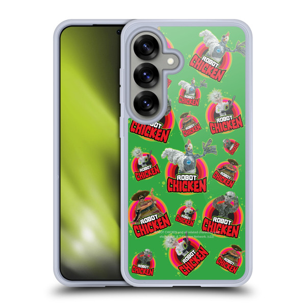 Robot Chicken Graphics Icons Soft Gel Case for Samsung Galaxy S25 & MagSafe