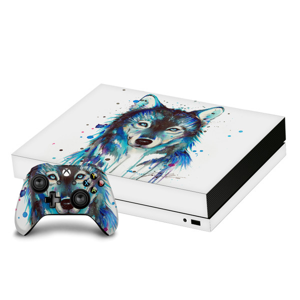 Pixie Cold Art Mix Ice Wolf Vinyl Sticker Skin Decal Cover for Microsoft Xbox One X Bundle