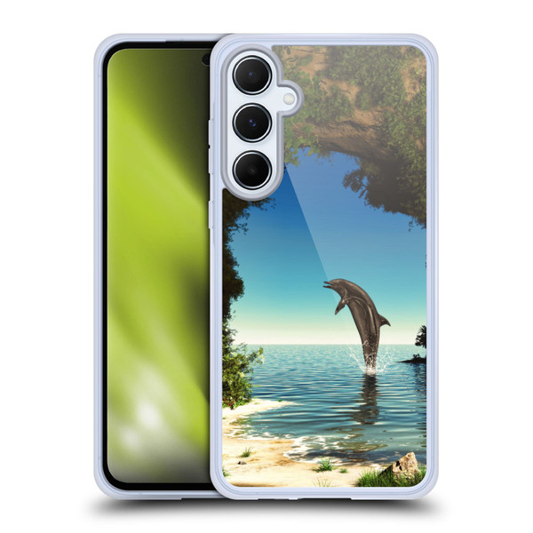 Simone Gatterwe Dolphins Hidden Cave Soft Gel Case for Samsung Galaxy A55 5G