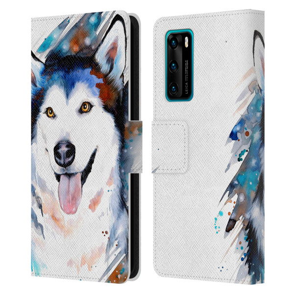 Pixie Cold Animals Husky Leather Book Wallet Case Cover For Huawei P40 5G