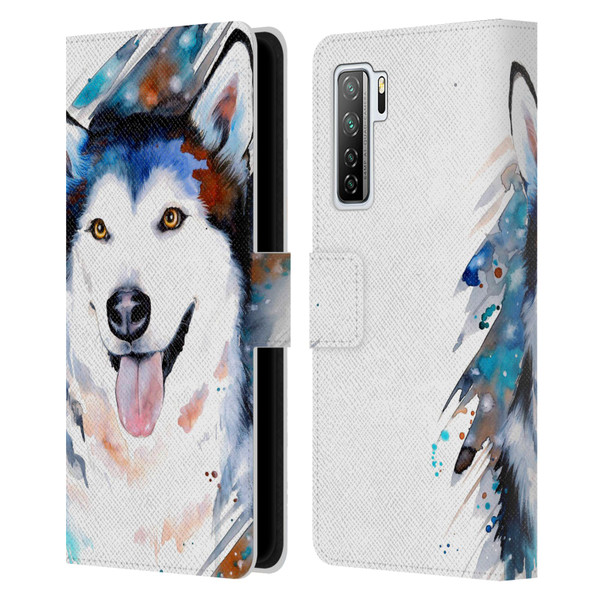 Pixie Cold Animals Husky Leather Book Wallet Case Cover For Huawei Nova 7 SE/P40 Lite 5G