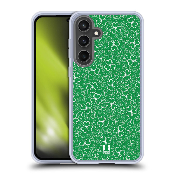 Head Case Designs Shamrock Patterns Ditsy Outlines Soft Gel Case for Samsung Galaxy S24 FE & MagSafe