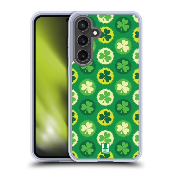 Head Case Designs Shamrock Patterns Patches Soft Gel Case for Samsung Galaxy S24 FE & MagSafe