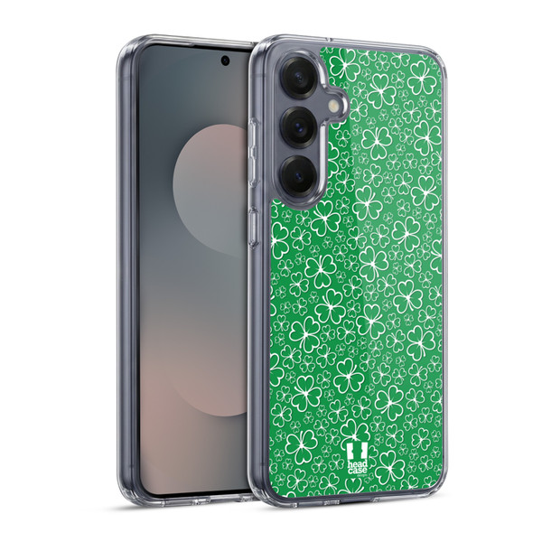 Head Case Designs Shamrock Patterns Ditsy Outlines Soft Gel Case for Samsung Galaxy S25 & MagSafe