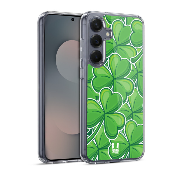 Head Case Designs Shamrock Patterns Stickers Soft Gel Case for Samsung Galaxy S25 & MagSafe