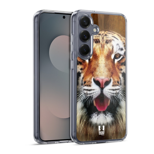 Head Case Designs Animal Faces Tiger Soft Gel Case for Samsung Galaxy S25 & MagSafe