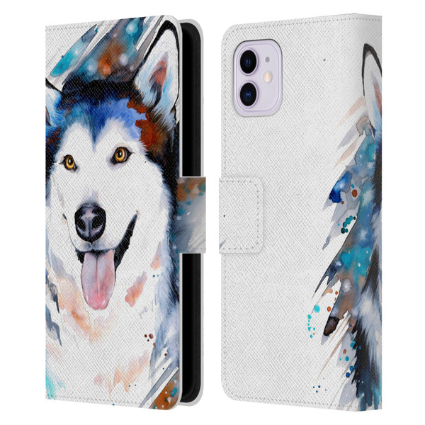 Pixie Cold Animals Husky Leather Book Wallet Case Cover For Apple iPhone 11