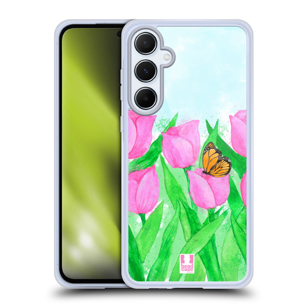 Head Case Designs Spring Flowers Delicate Tulips Soft Gel Case for Samsung Galaxy A55 5G