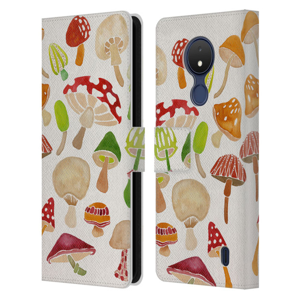 Cat Coquillette Nature Mushrooms Leather Book Wallet Case Cover For Nokia C21