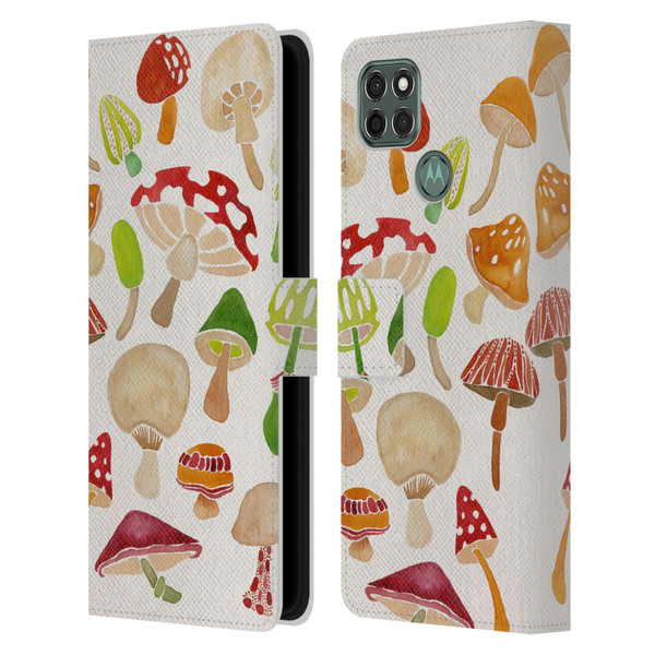 Cat Coquillette Nature Mushrooms Leather Book Wallet Case Cover For Motorola Moto G9 Power